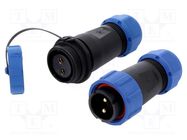 Connector: circular; male + female; PIN: 2; 3A; IP67; 500V CONNFLY