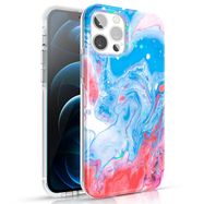 Kingxbar Watercolor Series color case for iPhone 12 Pro Max Blue-pink, Kingxbar