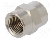 Muff; threaded,straight; nickel plated brass; max.300°C PNEUMAT