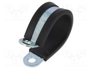 Fixing clamp; ØBundle : 28mm; W: 15mm; steel; Cover material: EPDM MPC INDUSTRIES