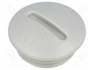 Stopper; PG9; polystyrene; light grey; 6mm 