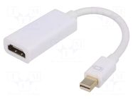 Adapter; HDMI socket,mini DisplayPort plug; 0.15m; white; white AKYGA