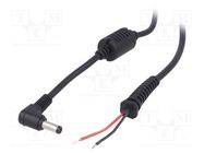 Cable; 2x0.5mm2; wires,DC 4,8/1,7 plug; angled; black; 1.2m AKYGA