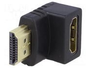 Adapter; HDMI 1.4; HDMI socket 90°,HDMI plug; black AKYGA