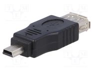 Adapter; OTG,USB 2.0; USB A socket,USB B mini plug; black AKYGA