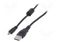 Cable; USB 2.0; UC-E6,USB A plug; nickel plated; 1.5m; black AKYGA