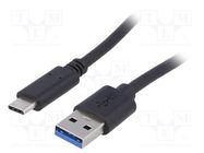 Cable; USB 3.0; USB A plug,USB C plug; nickel plated; 0.5m; black AKYGA