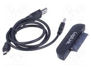 USB to SATA adapter; SATA plug,USB A plug x2,USB B micro plug 