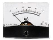 Ammeter; on panel; I DC: 0÷100uA; Class: 2; Int.resist: 1kΩ; Ø37.5mm MONACOR