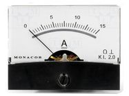 Ammeter; on panel; I DC: 0÷15A; Class: 2; Int.resist: 4mΩ; Ø37.5mm MONACOR