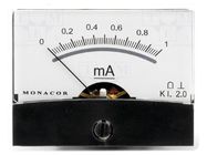 Ammeter; on panel; I DC: 0÷1mA; Class: 2; Int.resist: 200Ω; Ø37.5mm MONACOR