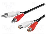 Cable; RCA socket x2,RCA plug x2; 10m; Plating: nickel plated Goobay