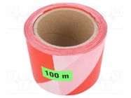 Tape: warning; white-red; 100m ANRO