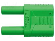 Connector: 4mm banana; stackable safety shunt; 32A; 1kVAC; green 