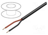 Wire: loudspeaker cable; 2x1.5mm2; stranded; OFC; black; LSZH TASKER