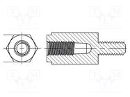 Spacer sleeve; hexagonal; polyamide 66; M4; M4; L: 12mm; black DREMEC