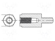 Spacer sleeve; hexagonal; polyamide 66; M3; M3; L: 15mm; natural DREMEC