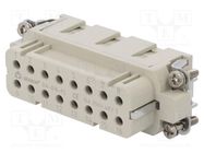 Connector: HDC; contact insert; female; DA; PIN: 16; 16+PE; crimped DEGSON ELECTRONICS