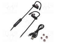 Wireless headphones with microphone; black; USB,USB micro; 10m QOLTEC