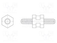 Spacer sleeve; hexagonal; polyamide 66; M3; L: 25mm; black; UL94V-2 DREMEC