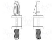 PCB distance; polyamide 66; L: 22.2mm; screwed rod,snap fastener DREMEC