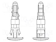 Assembly stud; polyamide 66; L: 15mm; latch/latch; black; UL94V-2 DREMEC