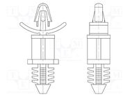 PCB distance; polyamide 66; L: 6.4mm; ribbing rod,snap fastener DREMEC