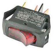 SWITCH, ROCKER, SPST, 16A, 250V, RED