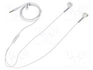 Headphones with microphone; white; Jack 3,5mm; earphones; 1.2m QOLTEC