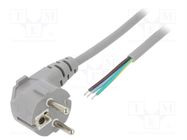 Cable; 3x0.75mm2; CEE 7/7 (E/F) plug angled,wires; PVC; 2m; grey LIAN DUNG