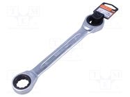 Wrench; box,with ratchet; 22mm,24mm; tool steel 