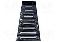 Wrenches set; box,with ratchet; tool steel; 10pcs. 