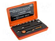 Wrench-set; 6-angles,socket spanner; 1/4"; 12pcs. BAHCO