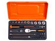 Wrenches set; 12-angles,socket spanner; Mounting: 1/4"; 31pcs. BAHCO