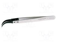 Tweezers; 130mm; Blades: curved,narrowed; Blade tip shape: sharp 