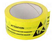 Packing tapes; ESD; L: 66m; W: 50mm; Features: antistatic; PVC 