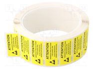 Self-adhesive label; ESD; 16x38mm; 1000pcs; reel; yellow-black STATICTEC