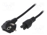 Cable; 3x0.5mm2; CEE 7/7 (E/F) plug angled,IEC C5 female; PVC AKYGA