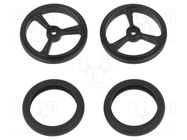 Wheel; black; Shaft: knurled; push-in,screw; Ø: 40mm; W: 7mm; 2pcs. POLOLU