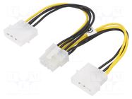 Cable: mains; Molex male x2,PCIe 8pin female; 0.15m GOOBAY