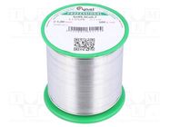 Tin; lead free; Sn99,3Cu0,7; 1mm; 500g; reel; 227°C; 3%; Flux: SW32 