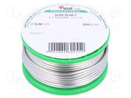 Tin; lead free; Sn99,3Cu0,7; 2mm; 250g; reel; 227°C; 3%; Flux: SW32 CYNEL