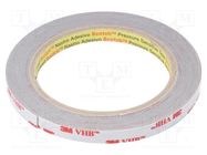 Tape: fixing; W: 9mm; L: 5.5m; Thk: 0.6mm; acrylic; grey 3M