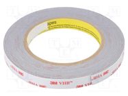 Tape: fixing; W: 12mm; L: 5.5m; Thk: 1.1mm; acrylic; grey 3M