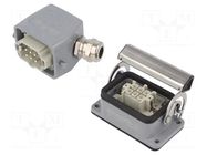 Connector: HDC; male + female; HE; PIN: 6; 24A; 500V; 6+PE; size 3 WEIDMÜLLER