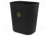 Waste bin; ESD; 280x220x310mm; 16l; polypropylene; black STATICTEC