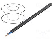 Wire; H03VVH2-F,OMY; 2x0.75mm2; flat; stranded; Cu; PVC; black; 300V TECHNOKABEL