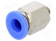 Push-in fitting; straight; -0.95÷15bar; nickel plated brass PNEUMAT