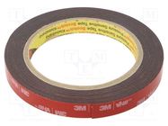 Tape: fixing; W: 12mm; L: 5.5m; Thk: 0.6mm; acrylic; 93°C,max.149°C 3M