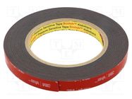 Tape: fixing; W: 12mm; L: 5.5m; Thk: 1.1mm; acrylic; black 3M